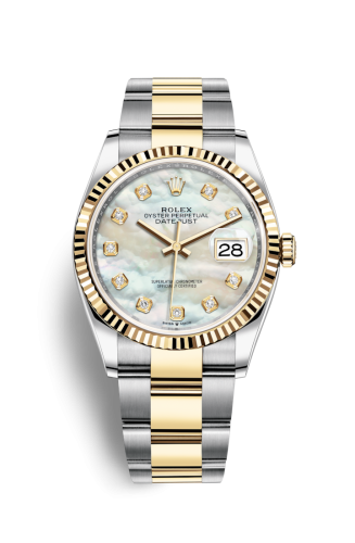 Rolex 126233-0024 : Datejust 36 Stainless Steel / Yellow Gold / Fluted / MOP Diamond / Oyster