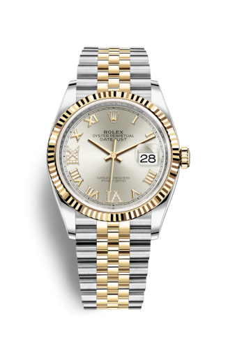 Rolex 126233-0031 : Datejust 36 Stainless Steel / Yellow Gold / Fluted / Silver Roman Diamond / Jubilee