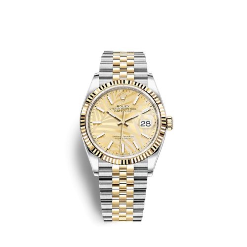Rolex 126233-0037 : Datejust 36 Stainless Steel / Yellow Gold / Fluted / Champagne - Palm / Jubilee