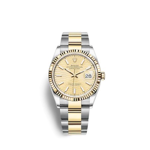Rolex 126233-0040 : Datejust 36 Stainless Steel / Yellow Gold / Fluted / Champagne - Fluted / Oyster