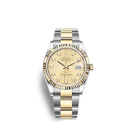Rolex 126233-0046 : Datejust 36 Stainless Steel  - Yellow Gold - Fluted / Champagne - Fluted - Diamond / Oyster