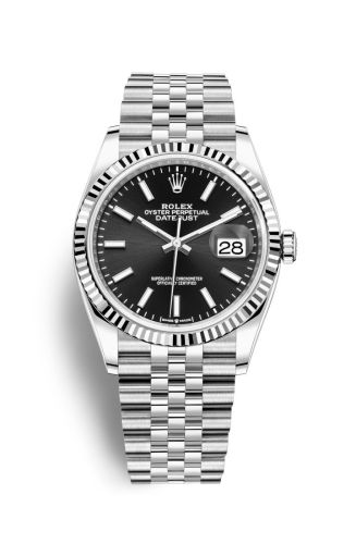 Rolex 126234-0015 : Datejust 36 Stainless Steel / Fluted / Black / Jubilee