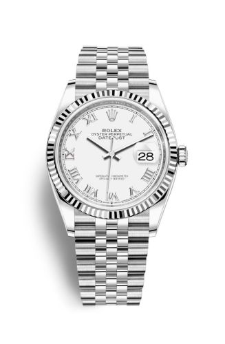 Rolex 126234-0025 : Datejust 36 Stainless Steel / Fluted / White Roman / Jubilee