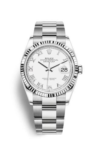 Rolex 126234-0026 : Datejust 36 Stainless Steel / Fluted / White Roman / Oyster