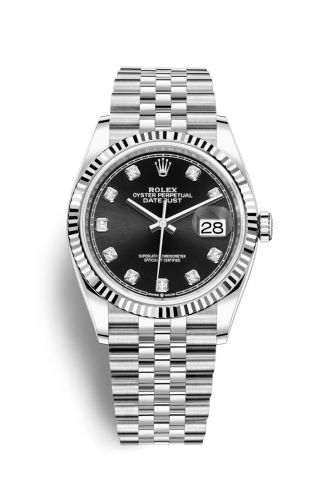 Rolex 126234-0027 : Datejust 36 Stainless Steel / Fluted / Black-Diamond / Jubilee