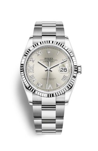 Rolex 126234-0030 : Datejust 36 Stainless Steel / Fluted / Silver Roman-Diamonds / Oyster