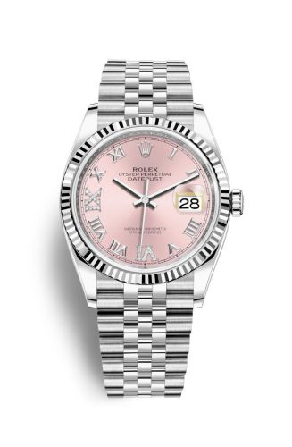 Rolex 126234-0031 : Datejust 36 Stainless Steel / Fluted / Pink Roman-Diamonds / Jubilee