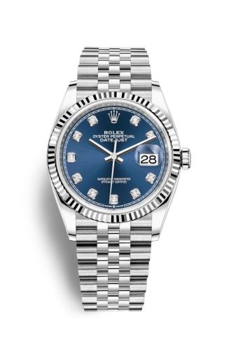 Rolex 126234-0037 : Datejust 36 Stainless Steel / Fluted / Blue-Diamond / Jubilee