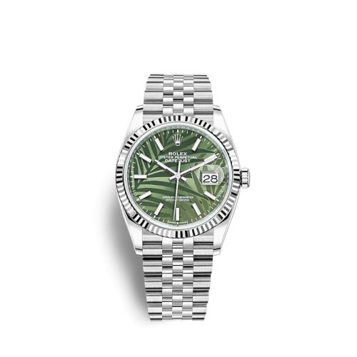 Rolex 126234-0047 : Datejust 36 Stainless Steel / Fluted / Green - Palm / Jubilee