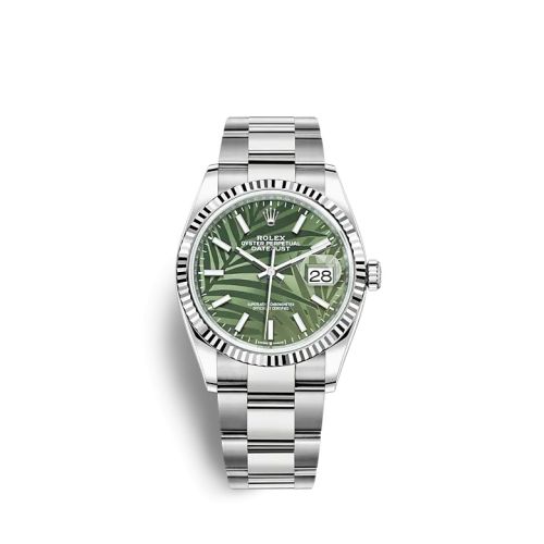 Rolex 126234-0048 : Datejust 36 Stainless Steel / Fluted / Green - Palm / Oyster