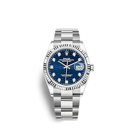 Rolex 126234-0058 : Datejust 36 Stainless Steel - Fluted / Blue - Fluted - Diamond / Oyster