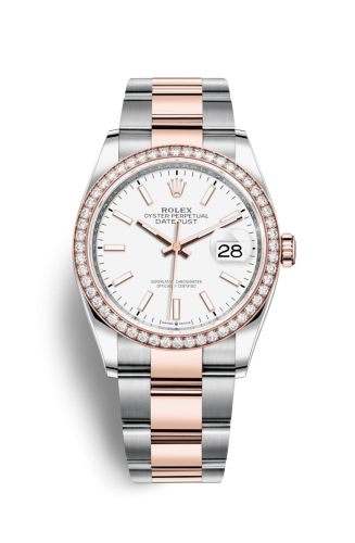 Rolex 126281RBR-0006 : Datejust 36 Stainless Steel / Everose / Diamond / White / Oyster