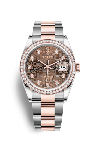 Rolex 126281RBR-0014 : Datejust 36 Stainless Steel / Everose / Diamond / Chocolate Computer / Oyster