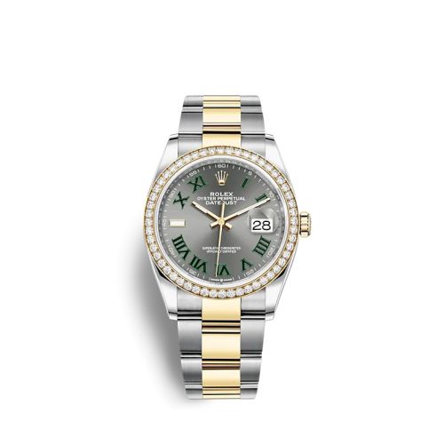Rolex 126283RBR-0022 : Datejust 36 Stainless Steel / Yellow Gold / Diamond / Slate - Roman / Oyster