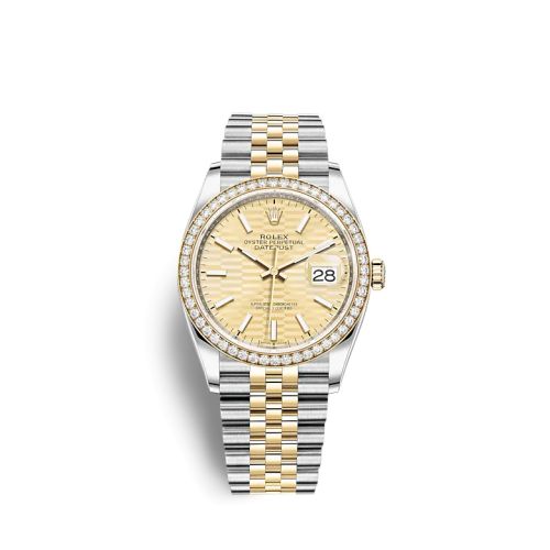 Rolex 126283RBR-0025 : Datejust 36 Stainless Steel / Yellow Gold / Diamond / Champagne - Fluted / Jubilee