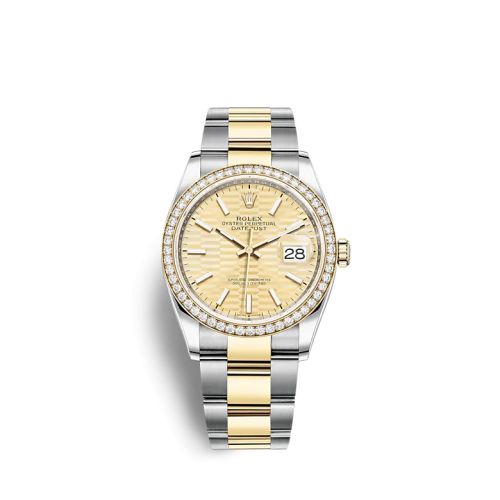 Rolex 126283RBR-0026 : Datejust 36 Stainless Steel / Yellow Gold / Diamond / Champagne - Fluted / Oyser