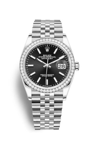 Rolex 126284RBR-0007 : Datejust 36 Stainless Steel / Diamond / Black / Jubilee