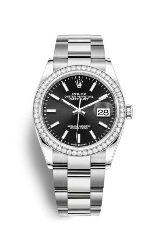 Rolex 126284RBR-0008 : Datejust 36 Stainless Steel / Diamond / Black / Oyster