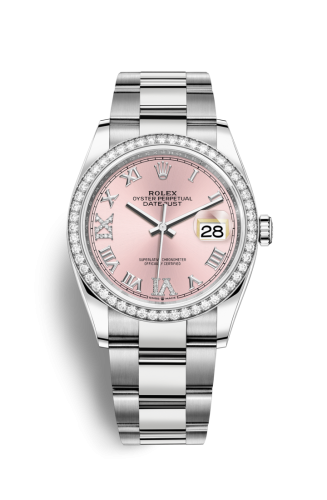 Rolex 126284RBR-0024 : Datejust 36 Stainless Steel / Diamond / Pink Roman-Diamonds / Oyster