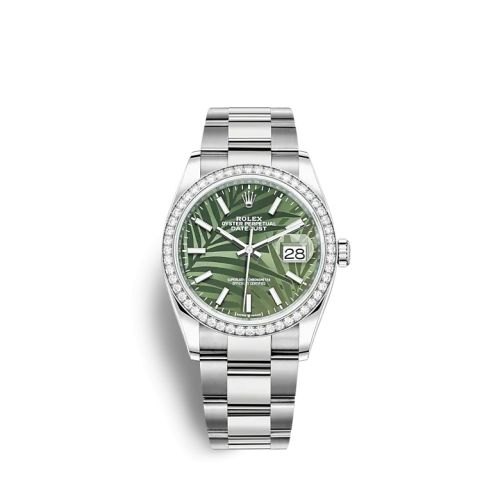 Rolex 126284RBR-0040 : Datejust 36 Stainless Steel / Diamond / Green - Palm / Oyster