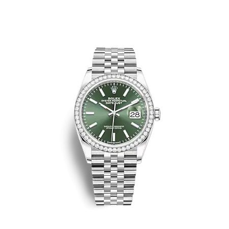 Rolex 126284RBR-0043 : Datejust 36 Stainless Steel - Diamond / Green / Jubilee