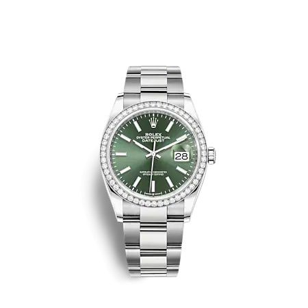 Rolex 126284RBR-0044 : Datejust 36 Stainless Steel - Diamond / Green / Oyster