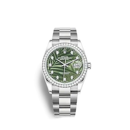 Rolex 126284RBR-0048 : Datejust 36 Stainless Steel - Diamond / Green - Palm - Diamond / Oyster