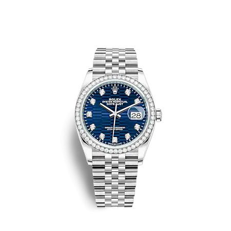 Rolex 126284RBR-0049 : Datejust 36 Stainless Steel - Diamond / Blue - Fluted - Diamond / Jubilee