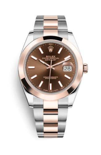 Rolex 126301-0001 : Datejust 41 Rolesor Everose Smooth / Oyster / Chocolate