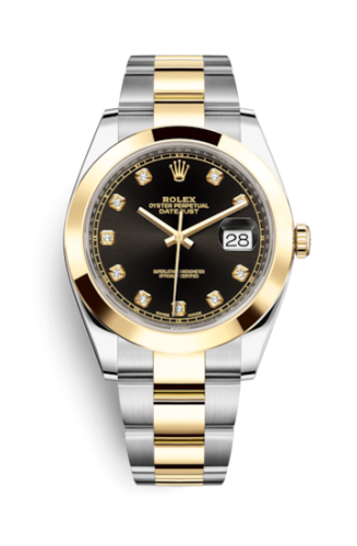 Rolex 126303-0005 : Datejust 41 Rolesor Yellow Smooth / Oyster / Black - Diamond