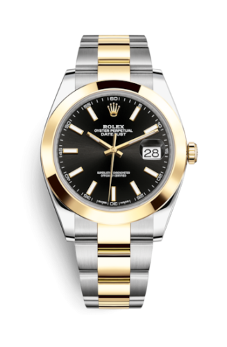 Rolex 126303-0013 : Datejust 41 Rolesor Yellow Smooth / Oyster / Black