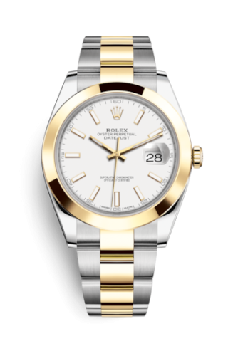 Rolex 126303-0015 : Datejust 41 Rolesor Yellow Smooth / Oyster / White