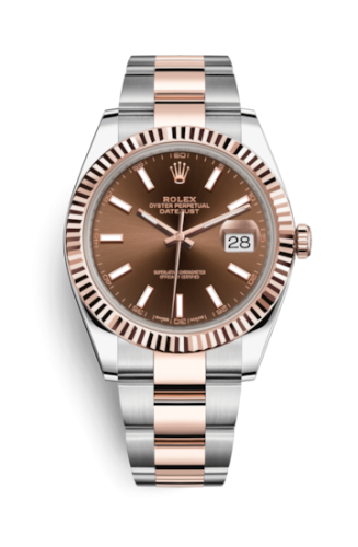 Rolex 126331-0001 : Datejust 41 Rolesor Everose Fluted / Oyster / Chocolate