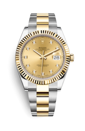 Rolex 126333-0011 : Datejust 41 Rolesor Yellow Fluted / Oyster / Champagne - Diamond