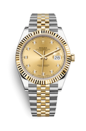 Rolex 126333-0012 : Datejust 41 Rolesor Yellow Fluted / Jubilee / Champagne - Diamond