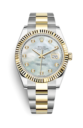 Rolex 126333-0017 : Datejust 41 Rolesor Yellow Fluted / Oyster / MOP - Diamond