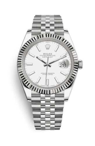 Rolex 126334-0010 : Datejust 41 Stainless Steel Fluted / Jubilee / White