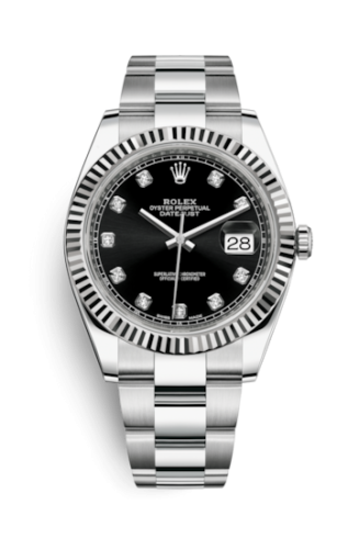 Rolex 126334-0011 : Datejust 41 Stainless Steel Fluted / Oyster / Black - Diamond