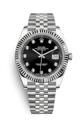 Rolex 126334-0012 : Datejust 41 Stainless Steel Fluted / Jubilee / Black - Diamond