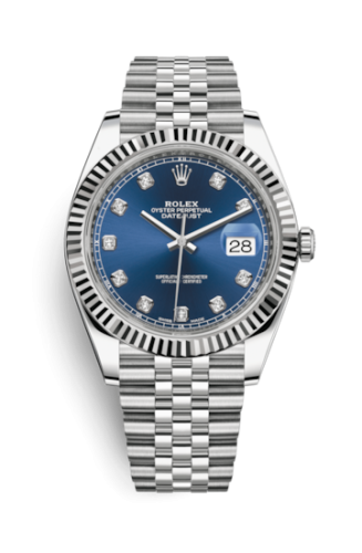 Rolex 126334-0016 : Datejust 41 Stainless Steel Fluted / Jubilee  / Blue - Diamond