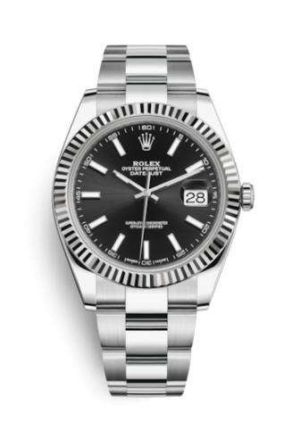 Rolex 126334-0017 : Datejust 41 Stainless Steel Fluted / Oyster / Black