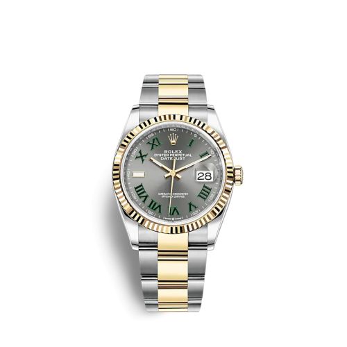 Rolex 26233-0036 : Datejust 36 Stainless Steel / Yellow Gold / Fluted / Slate - Roman / Oyster
