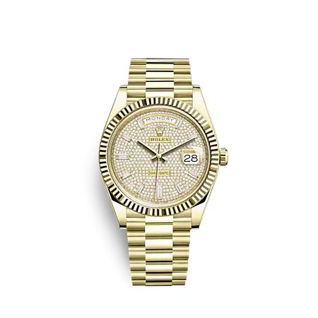 Rolex 228238-0054 : Day-Date 40 Yellow Gold - Fluted / Paved