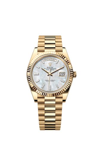 Rolex 228238-0071 : Day-Date 40 Yellow Gold - Fluted / MOP - Baguette