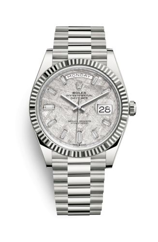 Rolex 228239-0055 : Day-Date 40 White Gold / Meteorite - Baquette