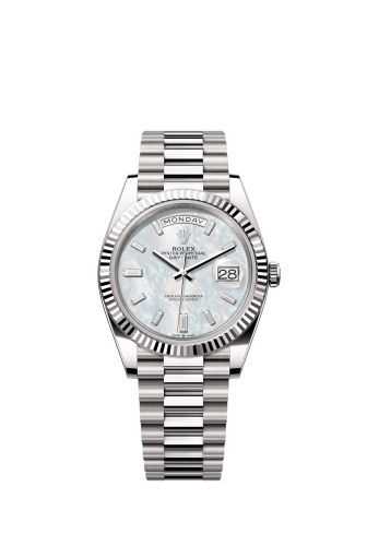 Rolex 228239-0078 : Day-Date 40 White Gold / MOP - Baguette