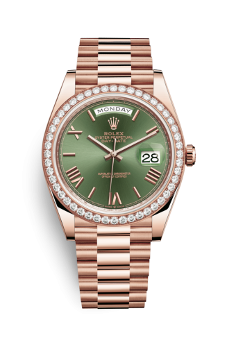 Rolex 228345rbr-0011 : Day-Date 40 Everose - Diamond / Green - Roman