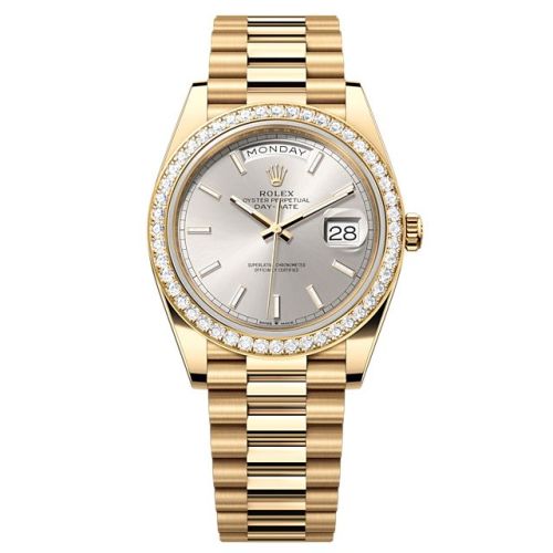 Rolex 228348RBR-0042 : Day-Date 40 Yellow Gold - Diamond / Silver