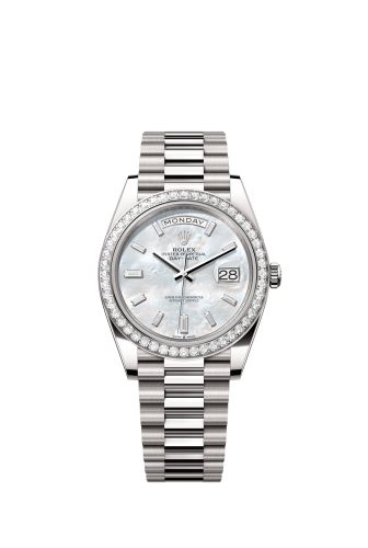 Rolex 228349RBR-0046 : Day-Date 40 White Gold - Diamond / MOP - Baguette