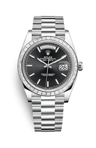 Rolex 228396tbr-0024 : Day-Date 40 Platinum - Baguette / Black